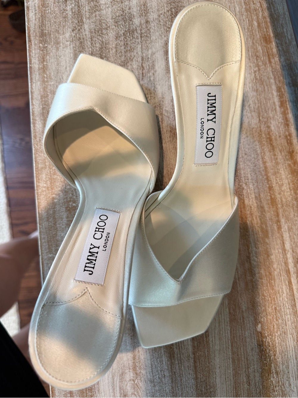 Jimmy Choo Cream Satin Skye 70 Open-Toe Mules - Picture 4 of 4
